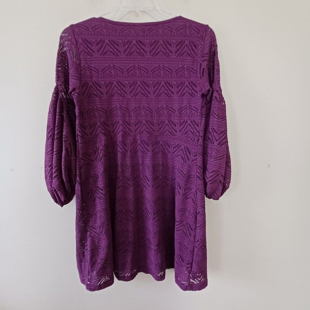 NWOT Anthropologie Maeve XS Dress Shift Balloon Sleeve Mini Vneck Crochet‎ - Picture 3 of 7